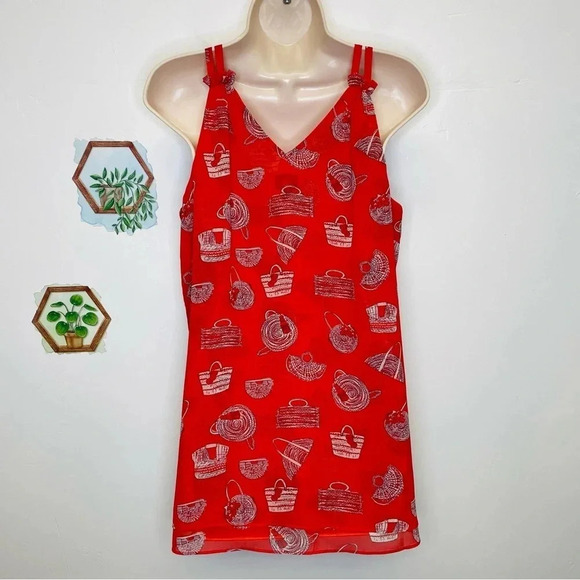 CAbi #5624 Sleeveless Nantucket Blouse in Red Purse Print women’s small - Picture 6 of 9